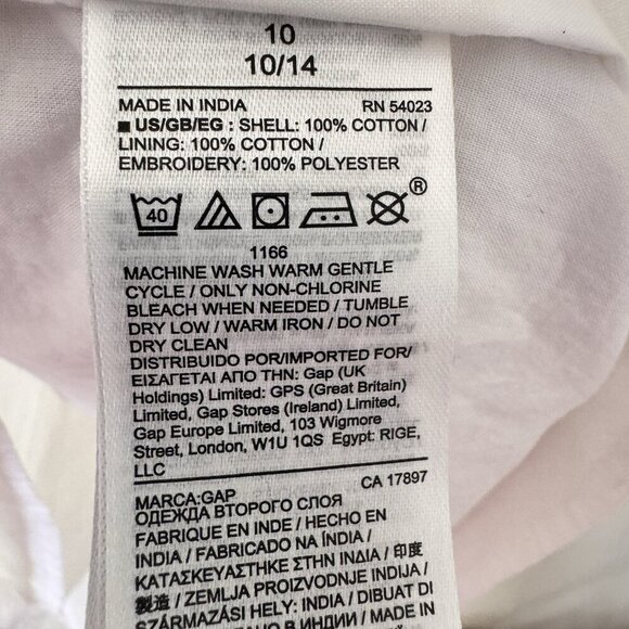 GAP WHITE A LINE BALLOON SLEEVE EYELET DRESS NWT SIZE 10 Hidden Back Zipper - Picture 8 of 10